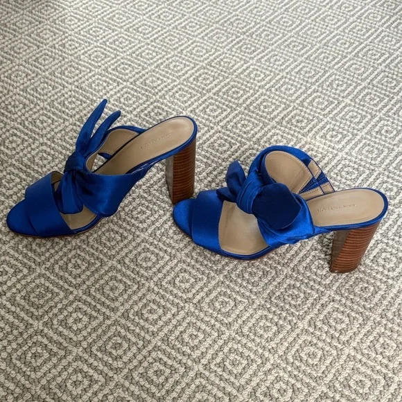Ann Taylor Royal Blue Satin Bow Sandals - Picture 2 of 6